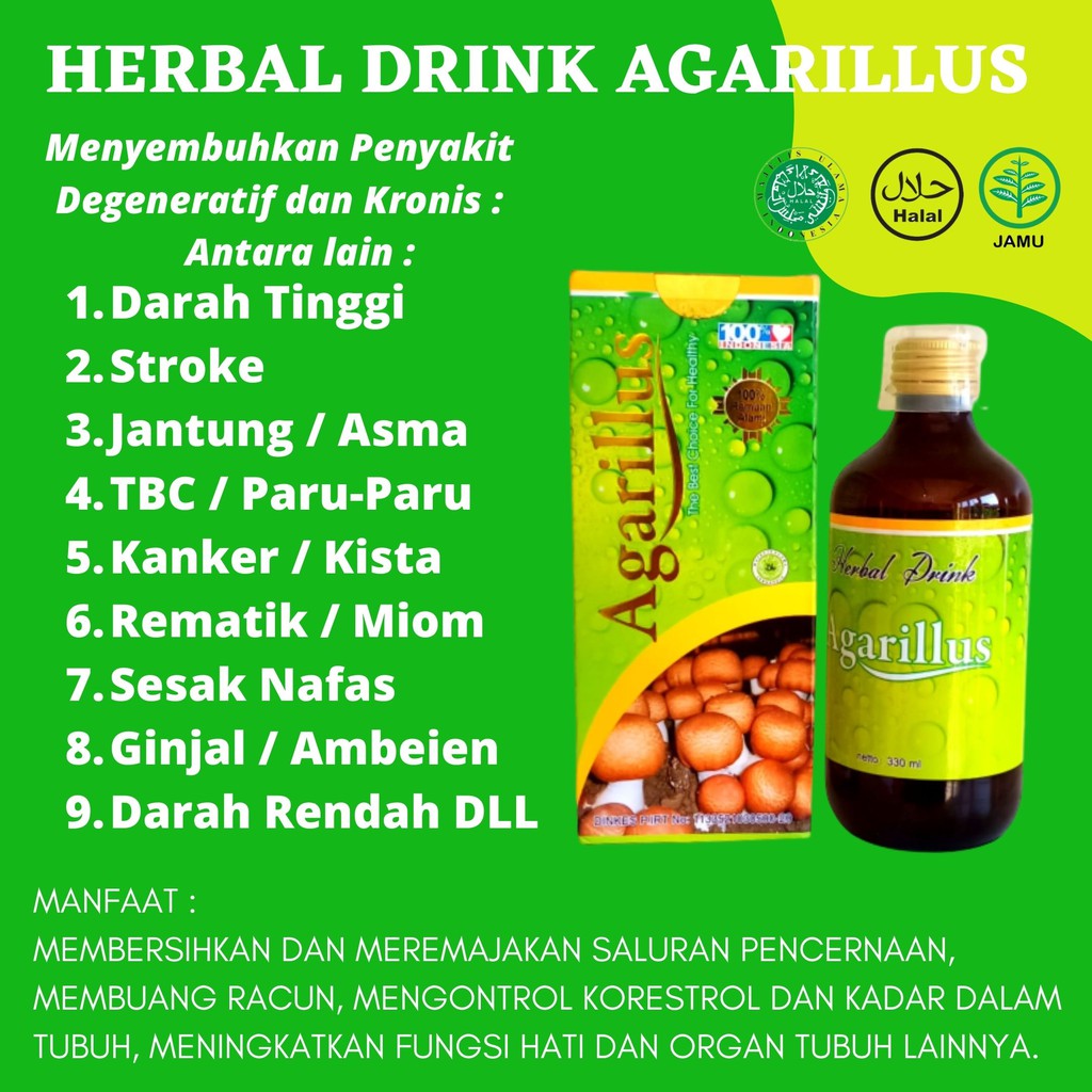 

Herbal Agarillus Drink Terapi Darah dan Pencernaan lihat kesaksiannya DI JTV dan TATV