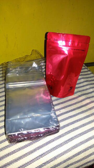 Standing Pouch Alumunium Foil Kombinasi Transmetz Merah 150gr+zipper(9x15cm)