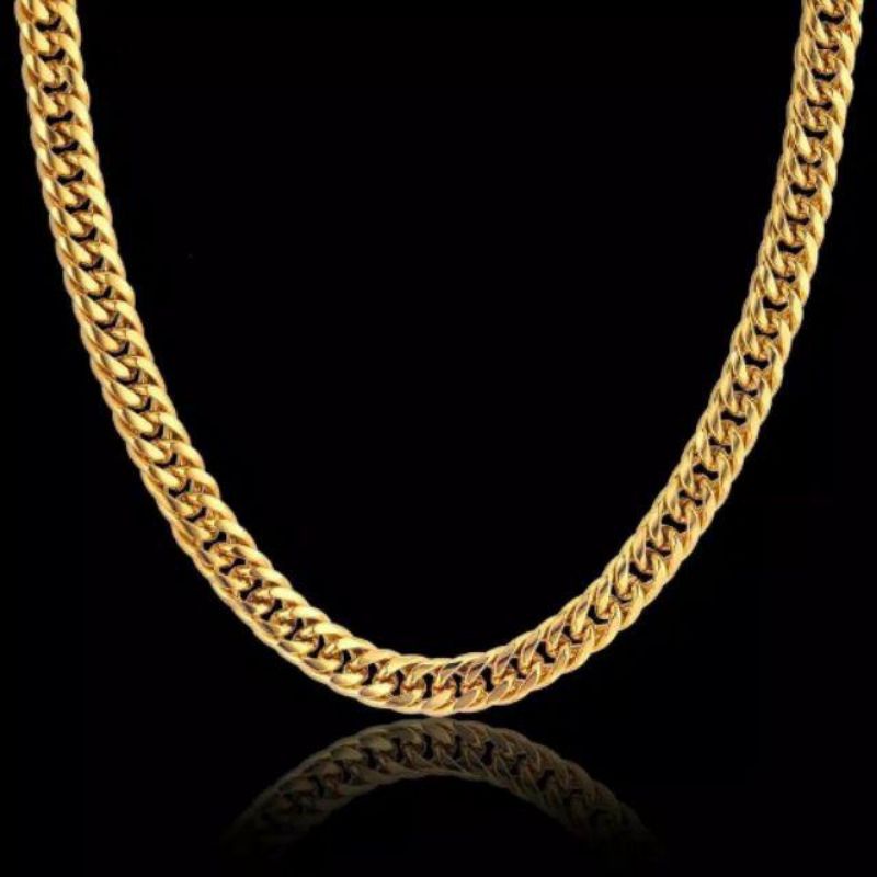 Kalung Titanium Pria dan wanita Rantai dabel Gold/silver Acecoris Pengganti Emas Anti(bisa COD)