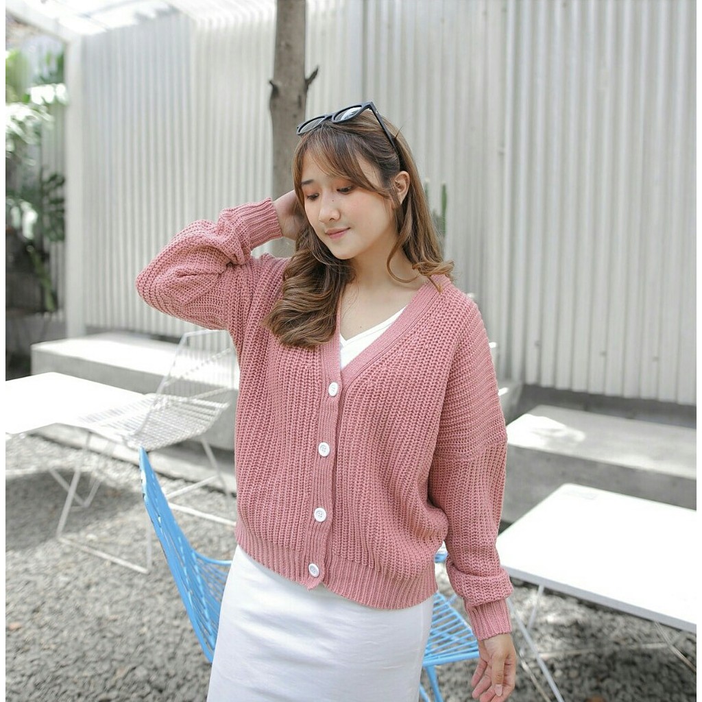 Cardigan rajut premium (Carra)-Pink