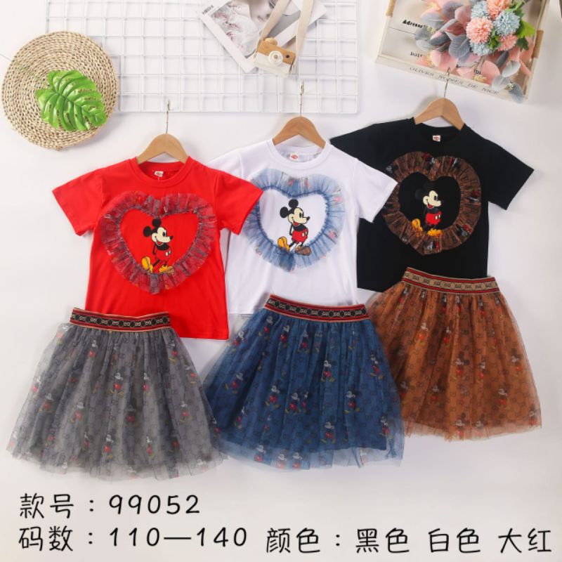 Setelan rok tutu anak perempuan import 4 - 8tahun