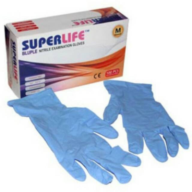 Sarung tangan SUPERLIFE BLUPLE / Sarung tangan karet /  Handscoon Nitrile / Sarung tangan medis Kesehatan / Sarung Tangan Nitrile / Nitrile Gloves / Sarung Tangan Nitrile no powder