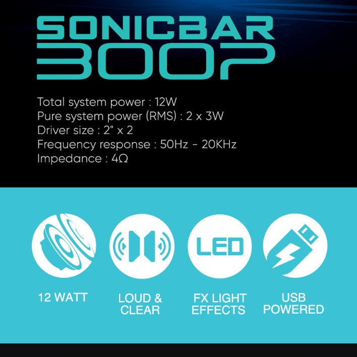 SonicGear 300P Powerful SoundBar Sonicbar with Brilliant Light Effect