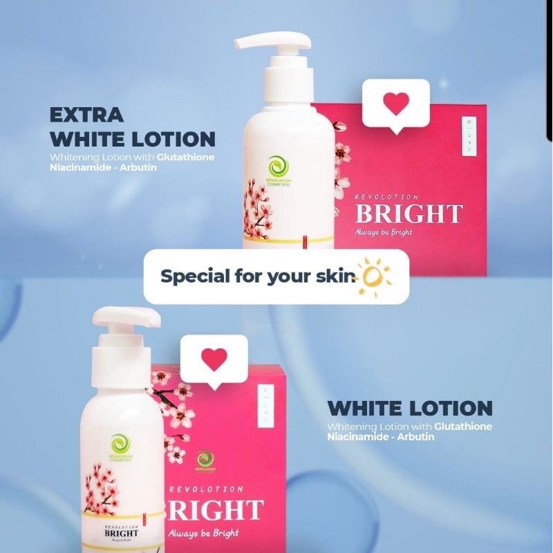 REVOLOTION BRIGHT BODY LOTION WHITENING 100% ORIGINAL (Free Gift Pouch Lucu) / Revolution Bright / R