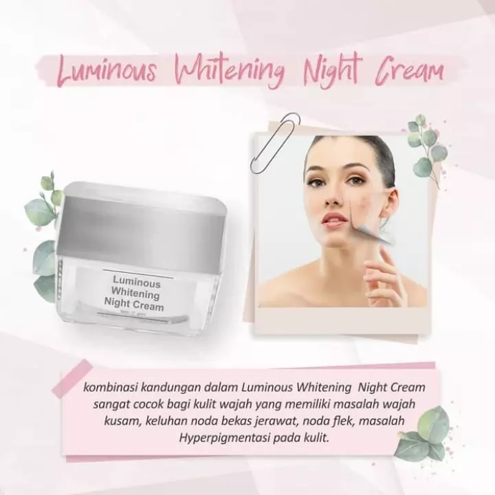 MS Glow Night Cream Luminous Whitening GIRLSNEED77 Krim Malam Membantu Memudarkan Noda di Wajah