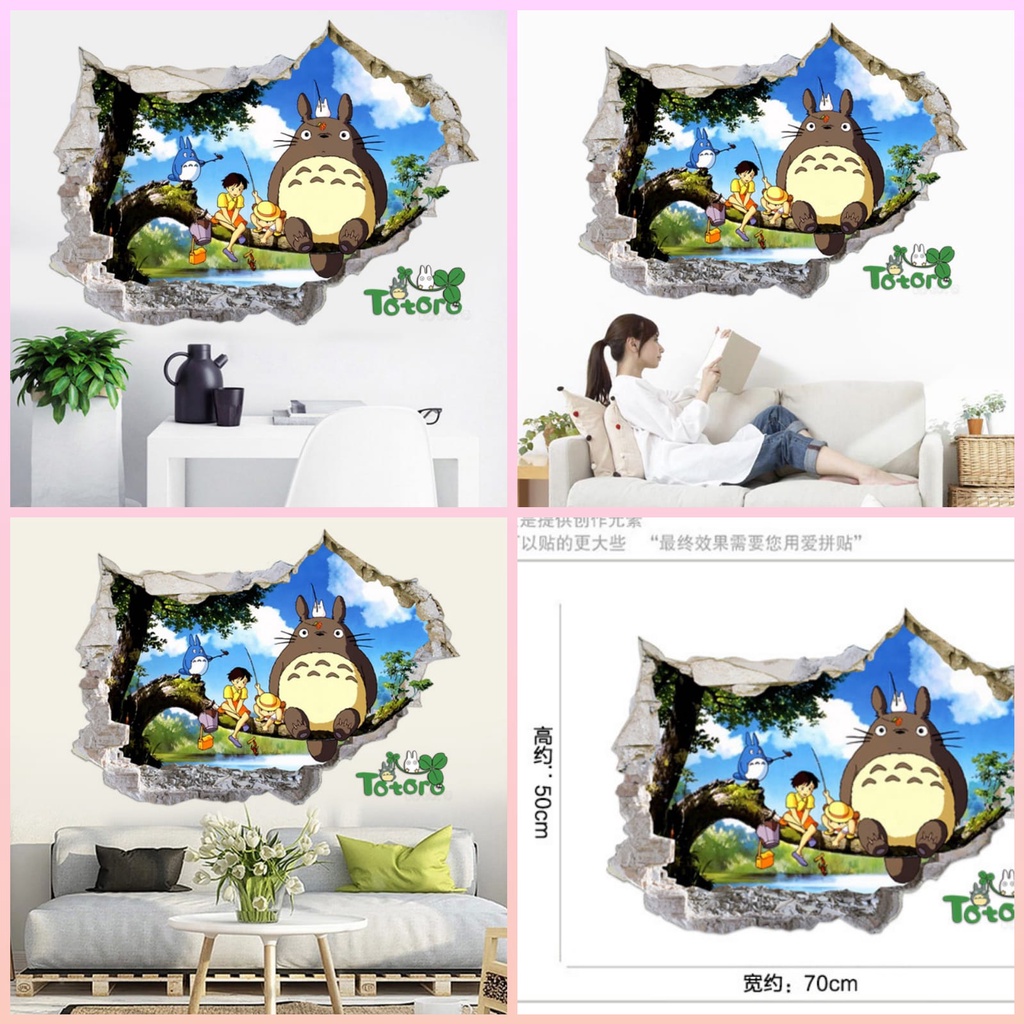 WALLSTICKER STICKER KARAKTER TOTORO 3D SETIKER STIKER DINDING TEMBOK KAMAR ANAK COWOK RUANG BERMAIN LEMARI PINTU