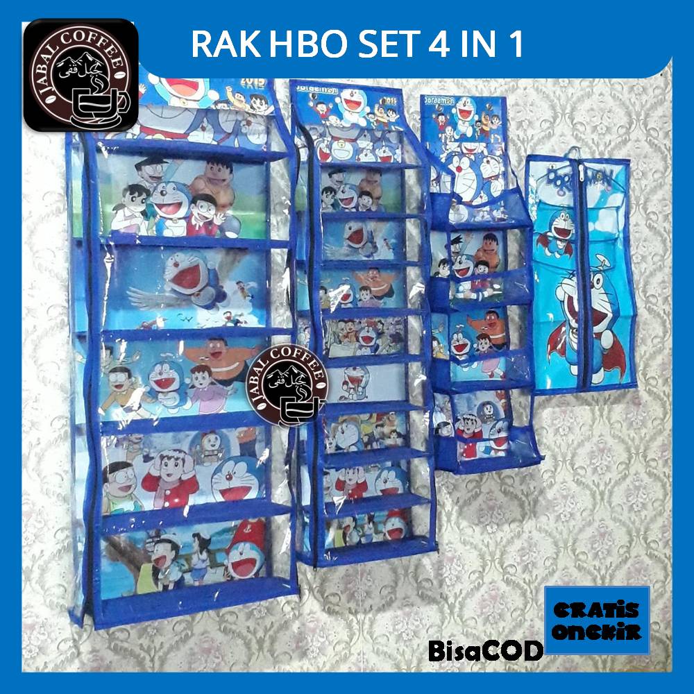 Rak Set Gantung 4 in 1 / Rak Set Gantung 4 in 1 HBO 1300 Gram / Rak Tas Rak Sepatu Rak Jilbab Rak Kosmetik Karakter 02