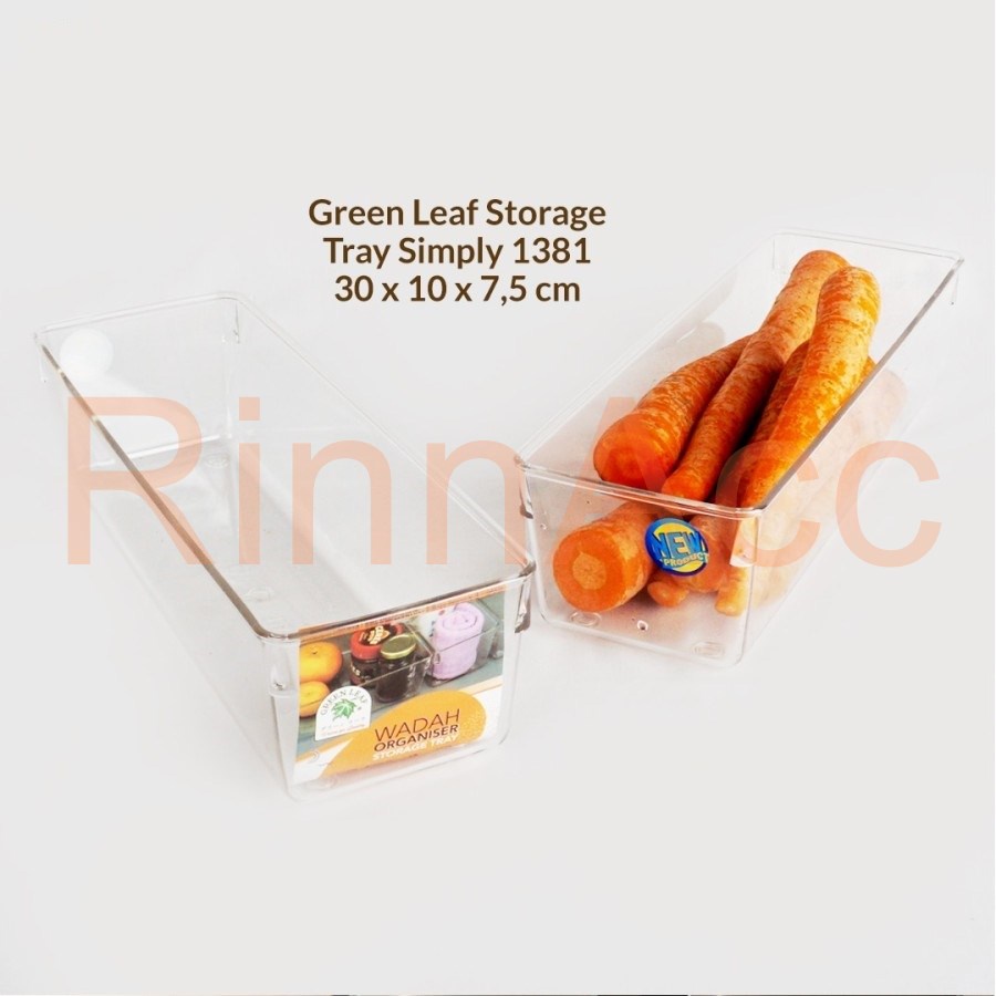 Green Leaf Storage Tray Simply 1381 / Wadah Serbaguna Acrilic Transparant / Organizer Rak Kulkas