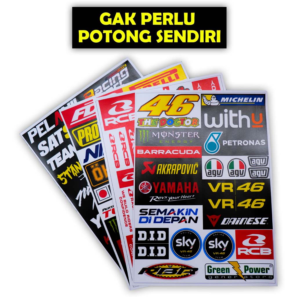 PAKET MURAH ISI 4 LEMBAR STIKER I,  Stiker Motor, Sticker Motor, Stiker Motor Keren, Stiker Racing Motor, Stiker Sponsor Racing