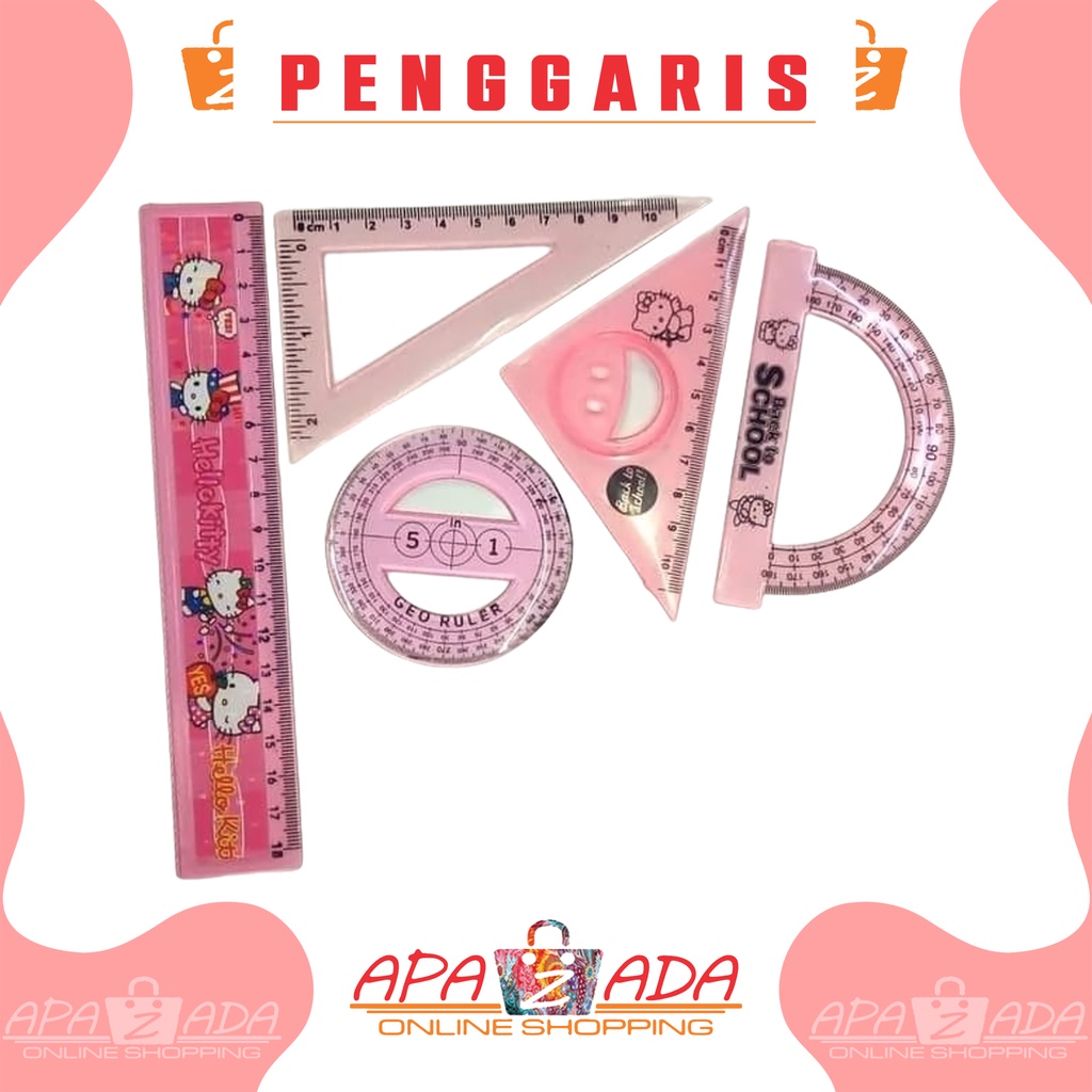 

Apazada - Penggaris Set Lengkap Kartun / Set Penggaris Sekolah Set 5 in 1 Murah / Garisan / Ruler