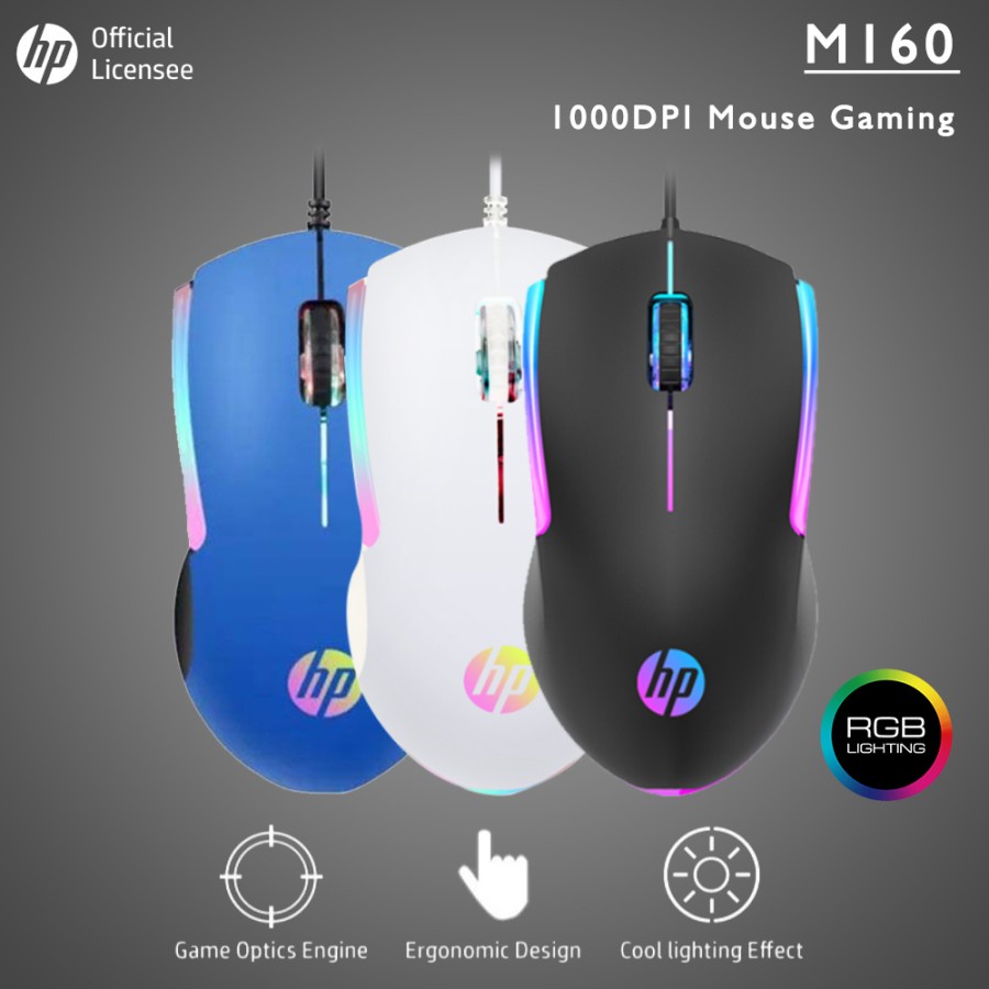 Mouse Gaming HP M160 1000 DPI RGB USB Wired Original