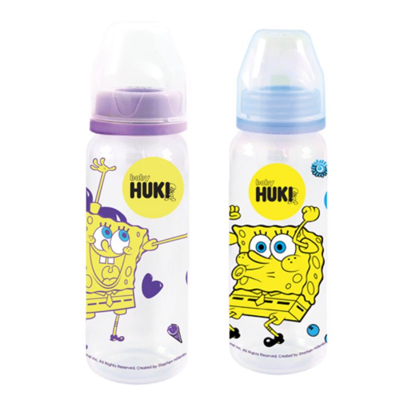 Botol Susu baby Huki PP BP dot gepeng SUPER FLO 240ml spongebob #339