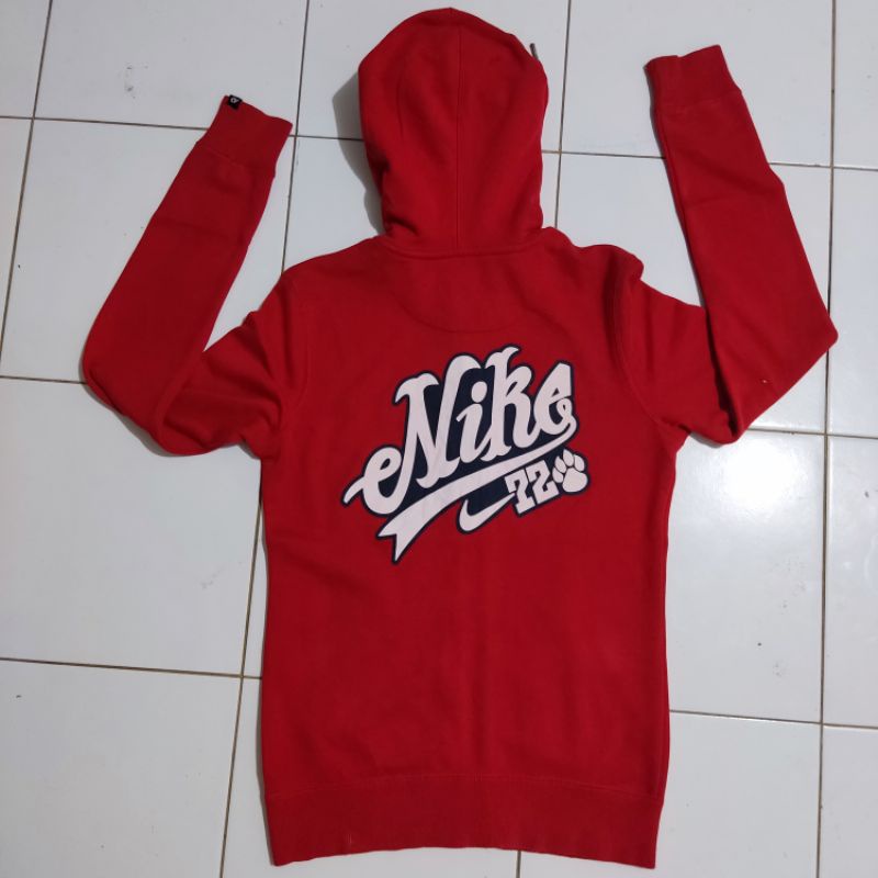Zipper Hoodie Sweater Nike Merah Pekat