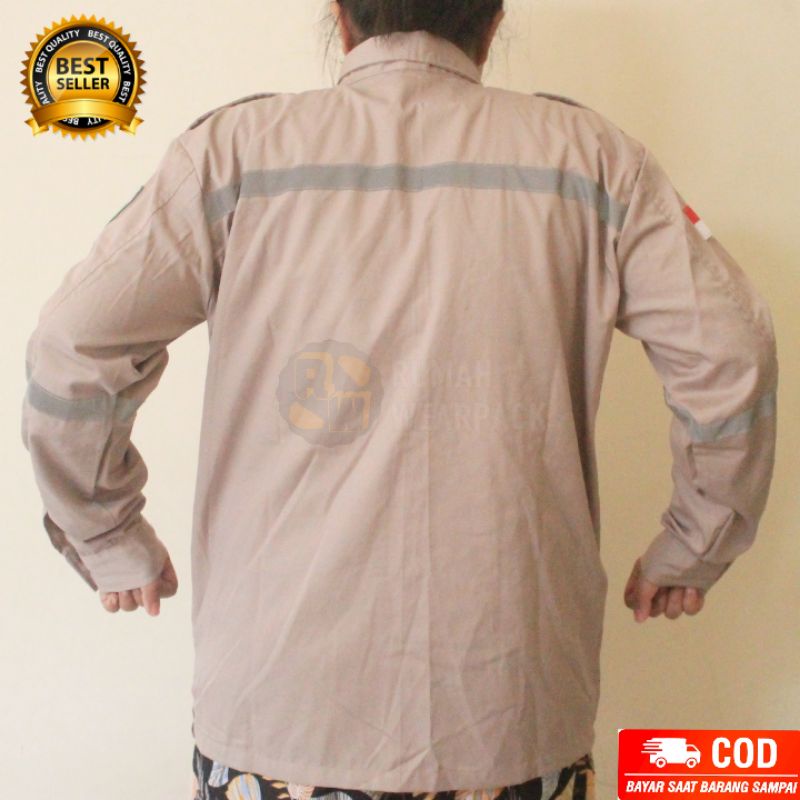 Kemeja PDL Safety Baju PDL Wearpack PDL Kancing Atasan Lengan Panjang Warna Cream