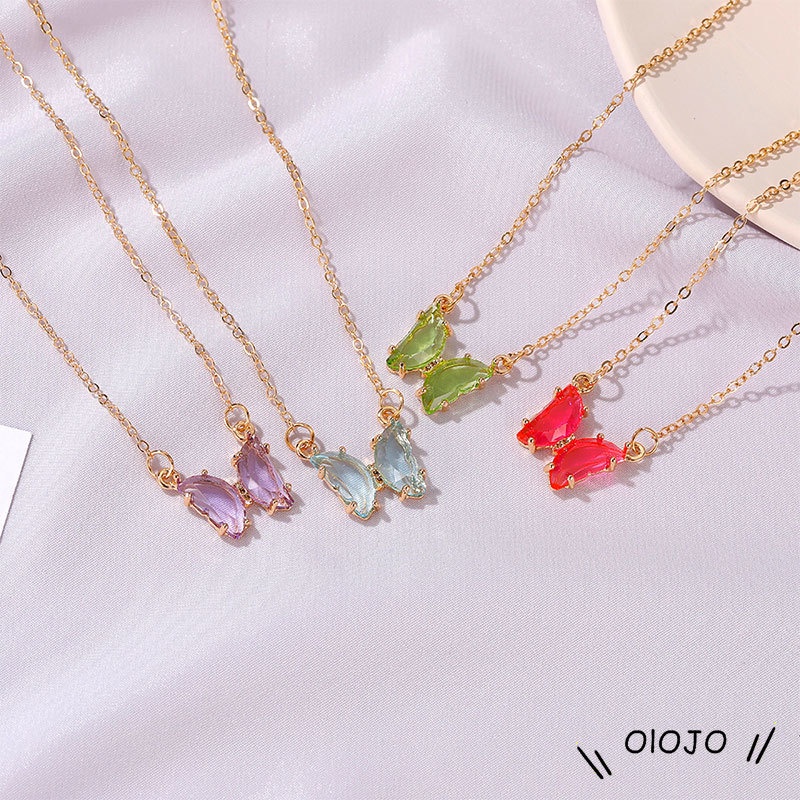 Kalung Butterfly Mimpi Rantai Kupu-kupu Multiwarna Aksesori Gadis Modus Korea - Ol