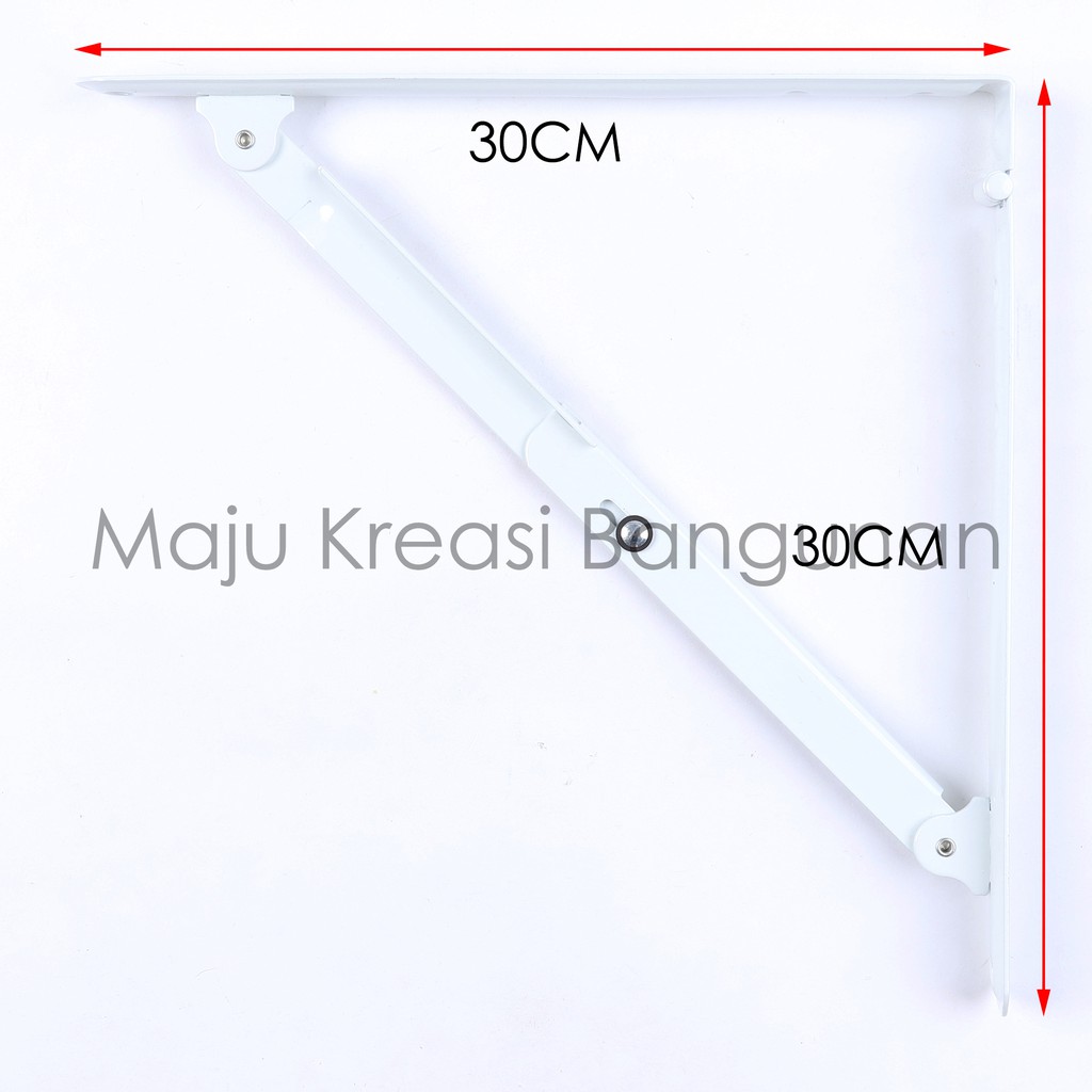 Siku Rak Lipat SOLIGEN 20cm x 20 cm 30cm x 30 cm Folding Shelf Bracket Ambalan Meja Besi Putih