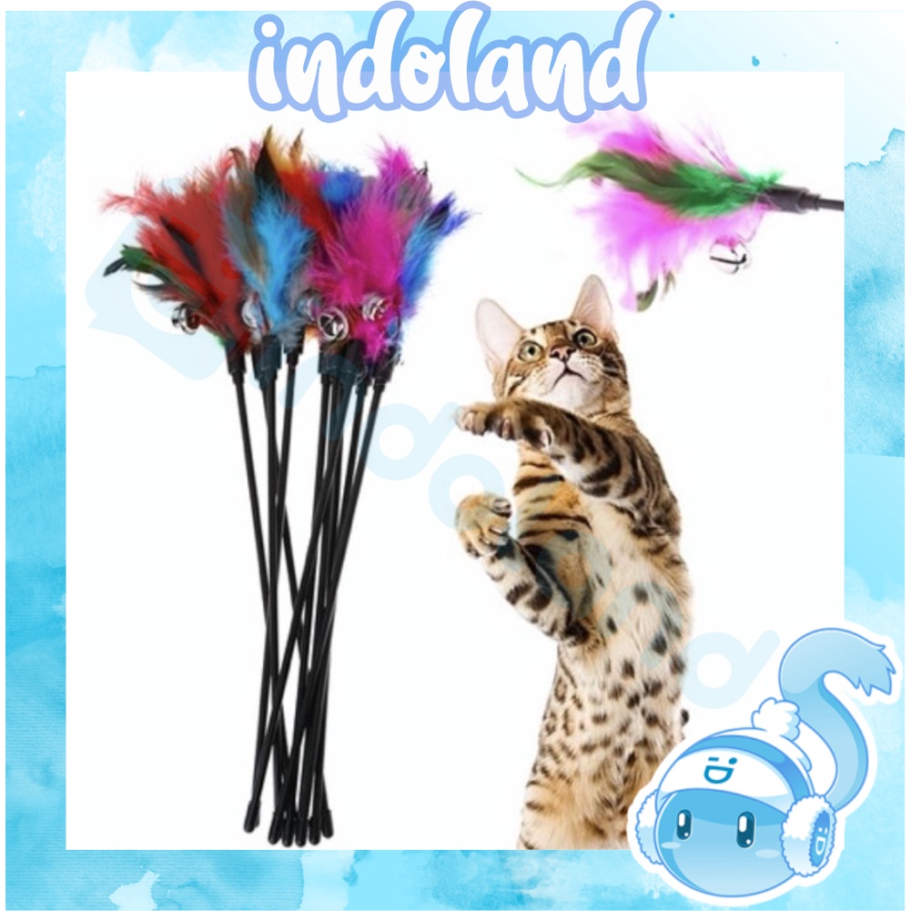 ☀ INDOLAND ☀ R538 Mainan Kucing Cat Teaser Cat Toys Stick Mainan Kucing bulu Lonceng Krincing