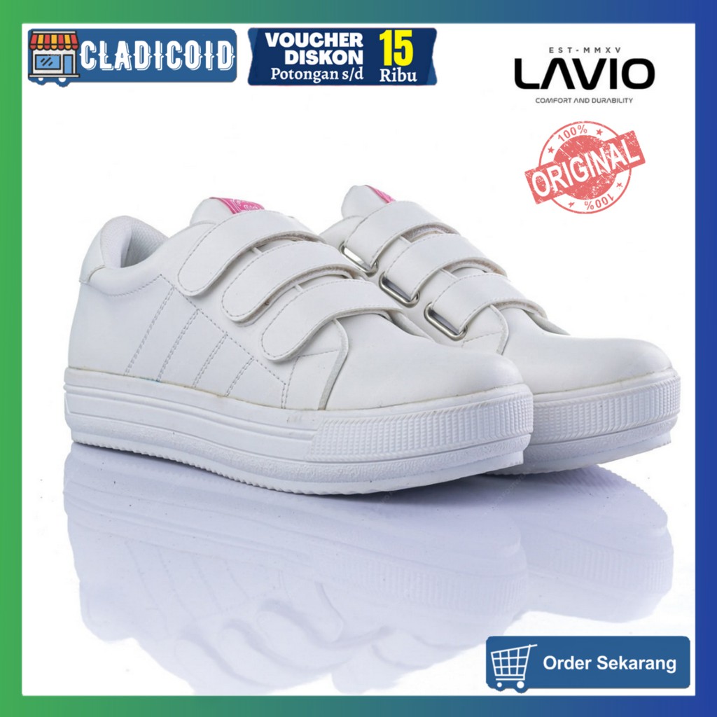 Sepatu Sneakers Wanita Model Korea Sporty dan Stylish Warna Putih Lavio Prinza Original Santai