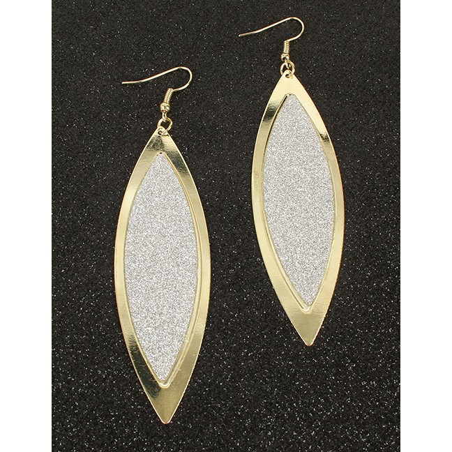 LRC Anting Gantung Fashion Golden Leaf Alloy Frosted Earrings K44354