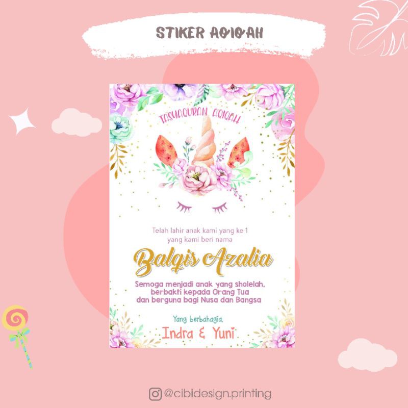 

Stiker aqiqah, sticker aqiqah custom murah lucu, stiker nasi box