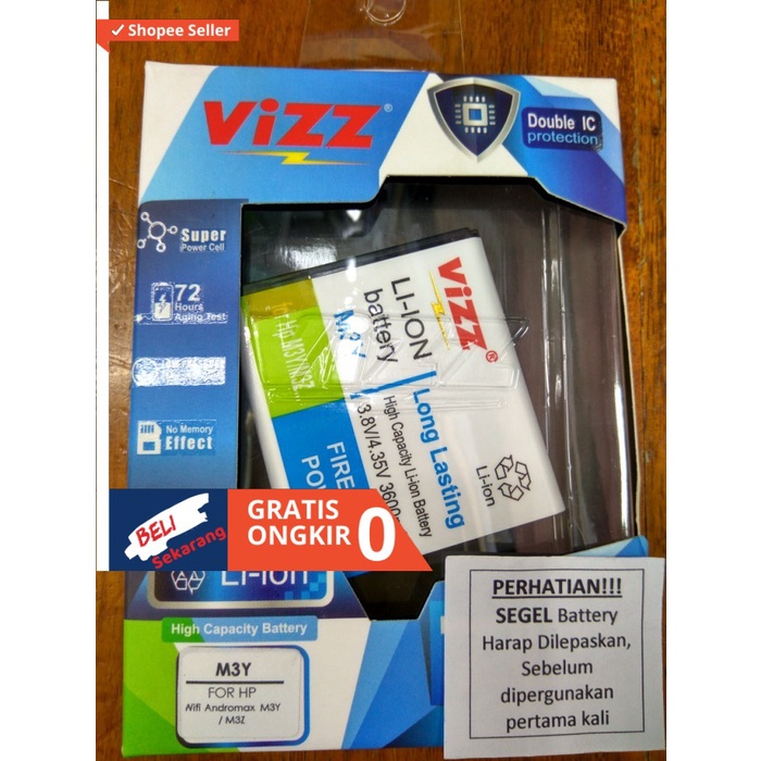 Battery VIZZ ORIGINAL Modem Smartfren 4G LTE MIFI Andromax M3Y - M3Z Wallace