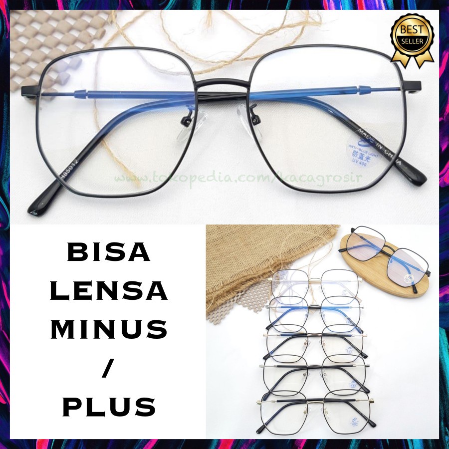 Kacamata Pria Wanita Frame Lebar Ringan Bisa Minus/Plus Anti Radiasi