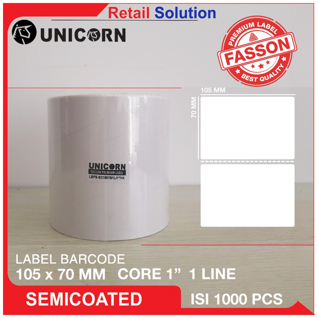 Unicorn Stiker Label Barcode Semicoat 105x70 mm / 105 x 70 mm / 105x70mm