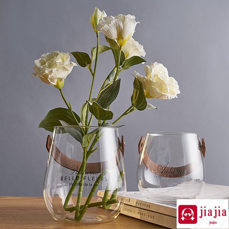 Bergaya Eropa Kulit Menangani Kaca Vas Bunga Ruang Tamu Kamar