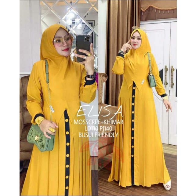 SYARI ELISA PAKAIAN WANITA DRESS MUSLIM GAMIS FASHION MOSCREPE BUSUI BIGSIZE JUMBO FREE JILBAB CTHM