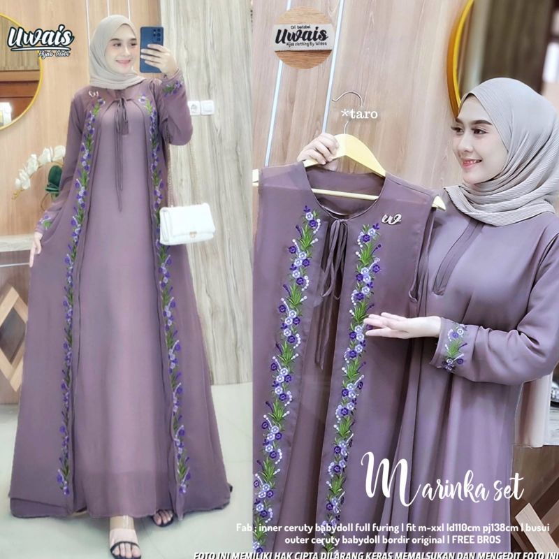 Anindya Uwais Marinka Set Gamis Maxy Dress Original Terbaru