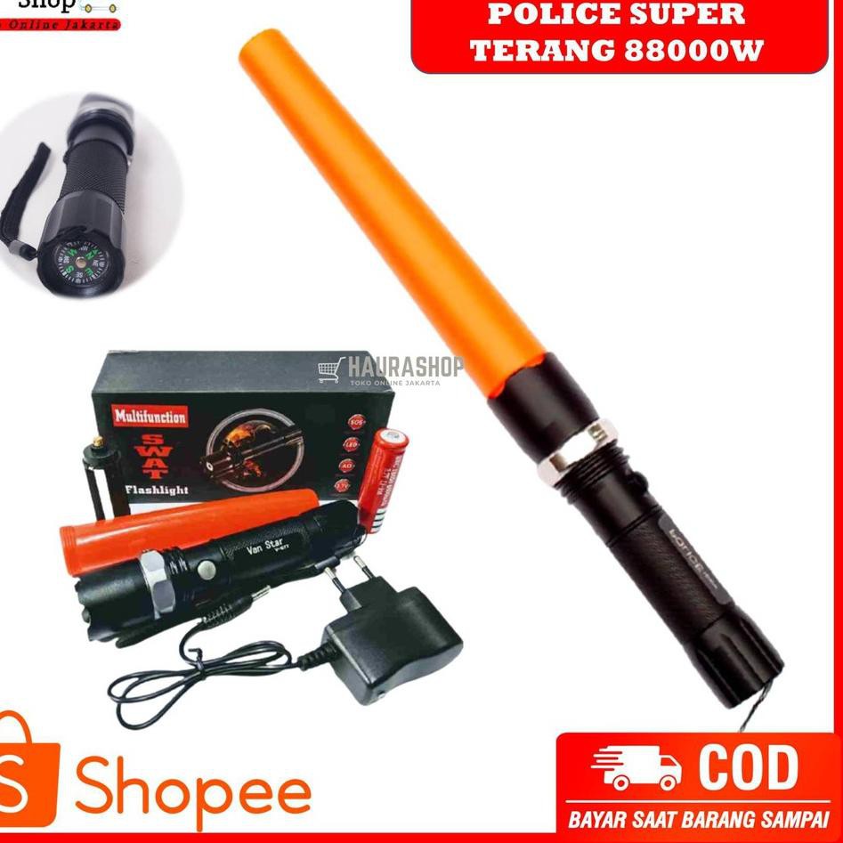 Murah Hemat SENTER SWAT POLICE 5 MODE 1 CONE 88W LED SUPER TERANG POLICE LALIN KOMPAS