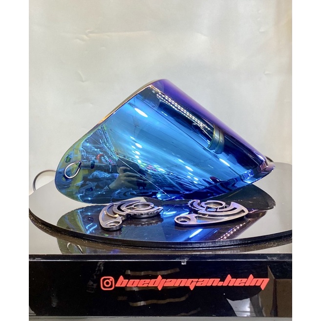 FLAT VISOR IRIDIUM NHK R6 - VISOR NHK - NHK HELM R6 VISOR FLAT IRIDIUM BLUE SILVER