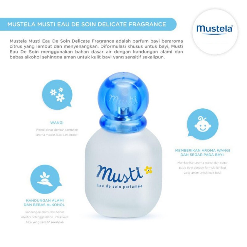 Mustela Musti Eau de Soin Perfume / Parfum Bayi Natural - 50ml