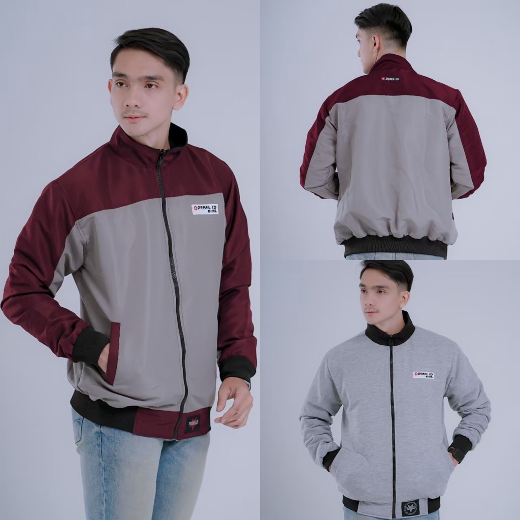 TERMURAH !! JAKET BOMBER PRIA BOLAK BALIK / JAKET BOMBER PRIA PARASUT TASLAN 2 IN 1 ANTI AIR WATERPROOF ORIGINAL REBEL ID