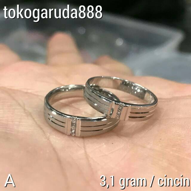 750 Cincin anak dan dewasa emas asli kadar 75% 22 surabaya whitegold putih tunangan nikah cowok cewek pasangan ukir