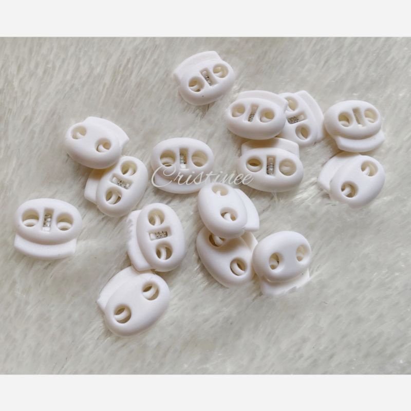 12pcs Stopper tali warna putih bahan plastik