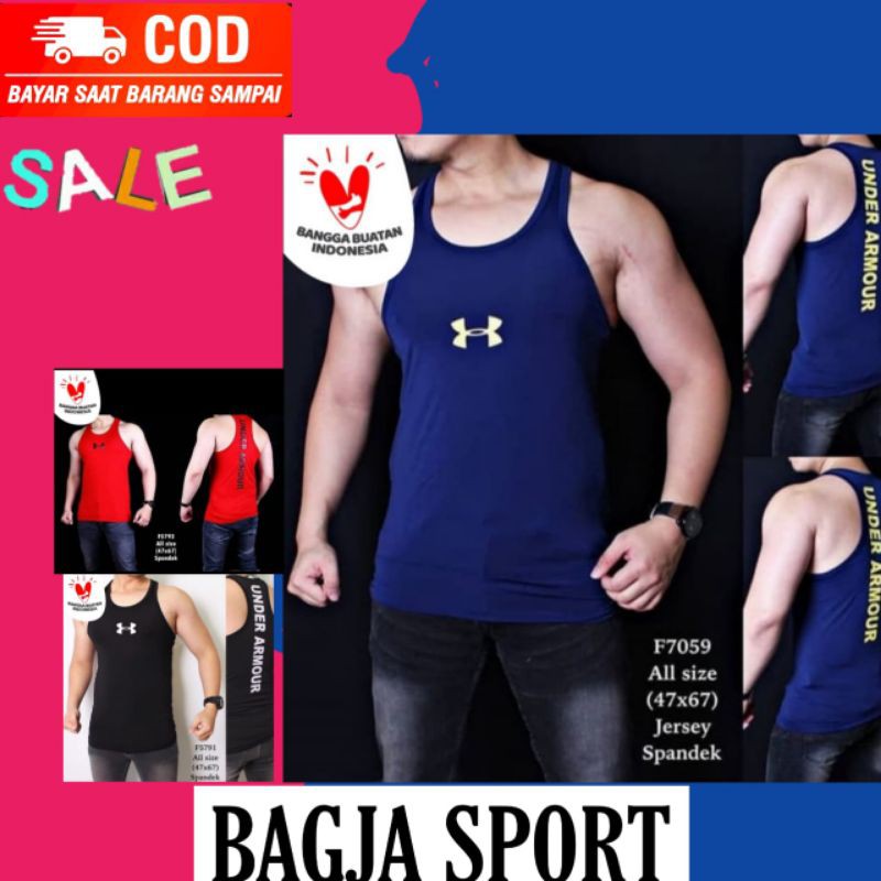 KAOS SINGLET BAJU OLAHRAGA JOGING SPORT FITNES GYM COWOK LEKBONG KAOS