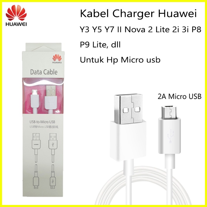 Kabel Charger HUAWEI Usb Cable Data Original Fast Charging Nova Y3 Y4 Y5 Y6 Y7 P8 hp micro 1a 2a