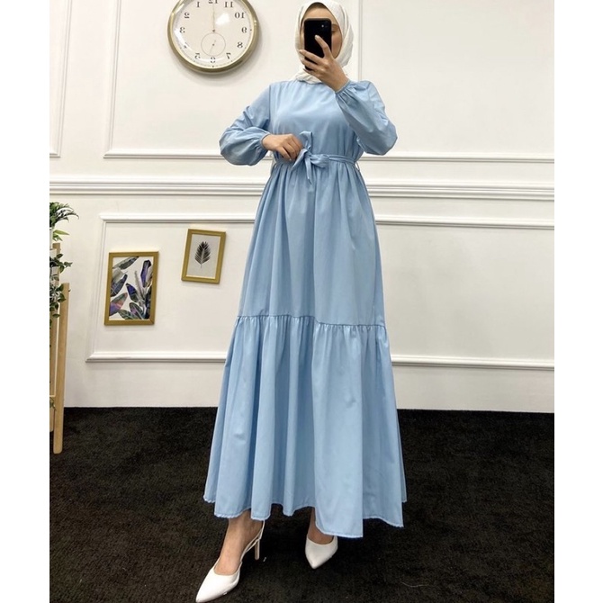 DRESS KATUN TOYOBO | DRESS RUFFLE TOYOBO | DRESS SUSUN 2 PAKAI TALI