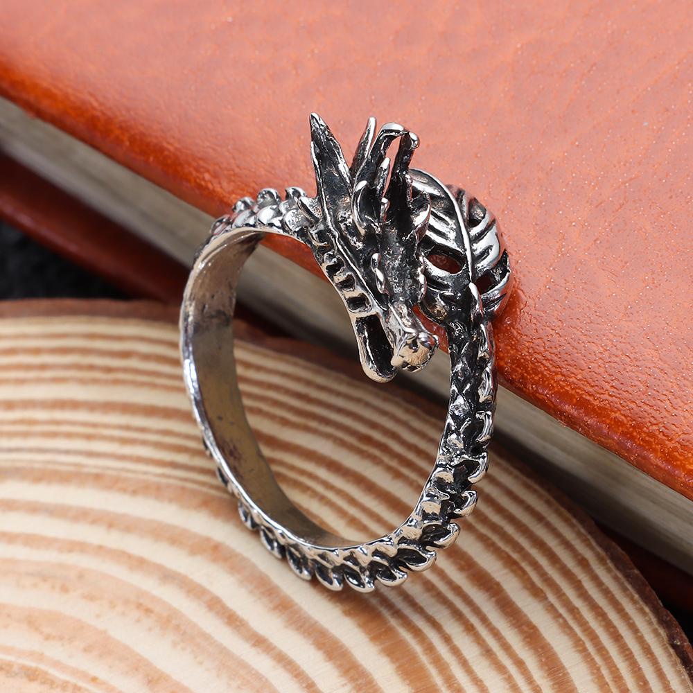 Lily Naga Cincin Mendominasi Pria Biker Rock Gothic Unisex Adjustable Vintage