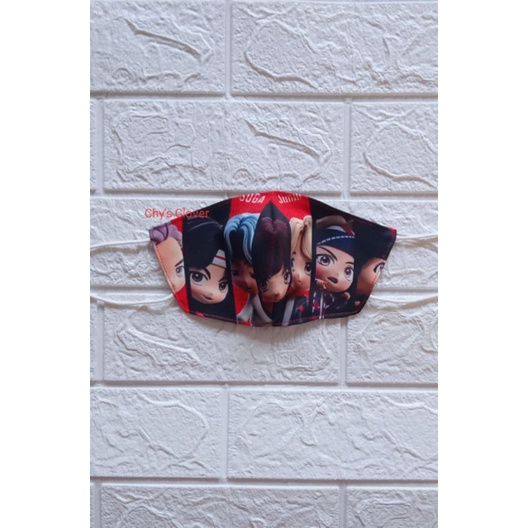 Chy's Clover - Masker Wajah Handmade Face Mask Non Medis 2 lapis motif BTS Tiny Tan Army SKU 19041