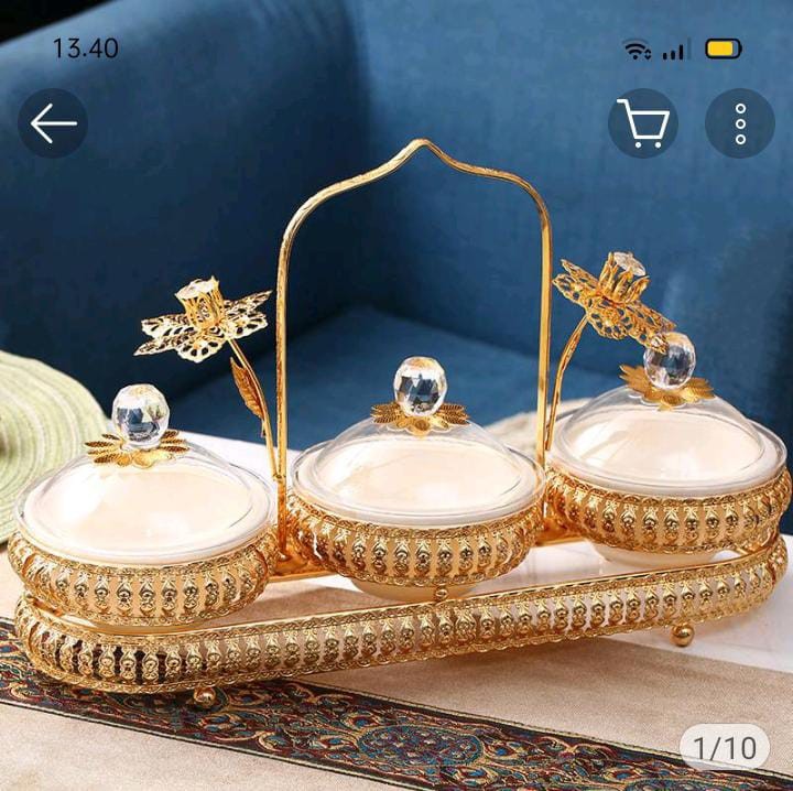 Toples Lebaran Sultan Piring Buah Eropa Dengan Penutup Buah Keranjang Cahaya Mewah [[zhengstore.id]]