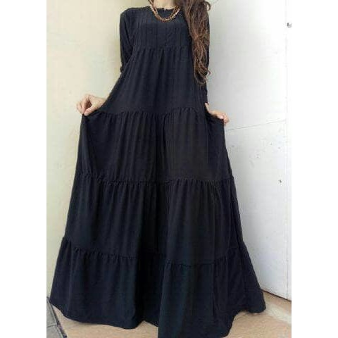 Biru Dongker - Gamis Jersey Korea Model Unpak