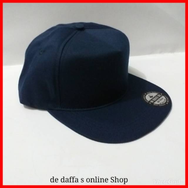 Topi Snapback Polos Dewasa  Full Biru Navy / Dongker Bahan Rapel Distro Berkualitas - Biru NAVY