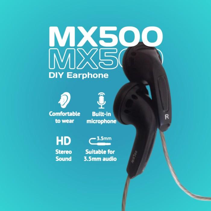 Diy Earbud Sennheiser Mx500 Earphone+Mic Upgrade Version Bass Headset