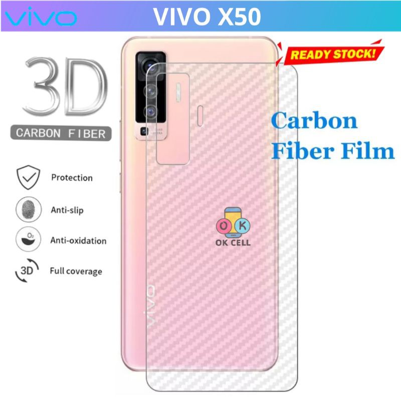 Skin Carbon Fiber 3D Vivo X50 - X50 Pro Garskin Sticker Karbon Anti Gores Belakang Fiber Premium