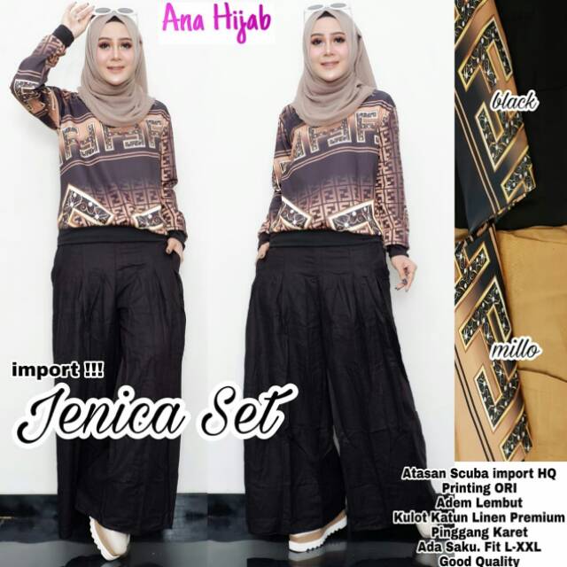 Setelan muslim celana panjang fendi set ory good quality. Muslim casual model fendi best seller