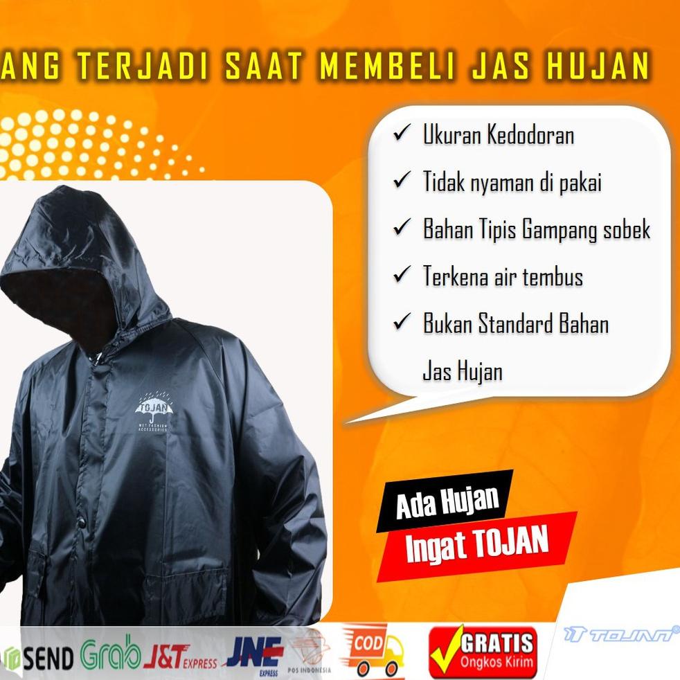 TOJAN Jas Mantel Hujan Lengkap Jas Sepatu Bahan Parasut 70D PVC Jumbo XXXL L4R4