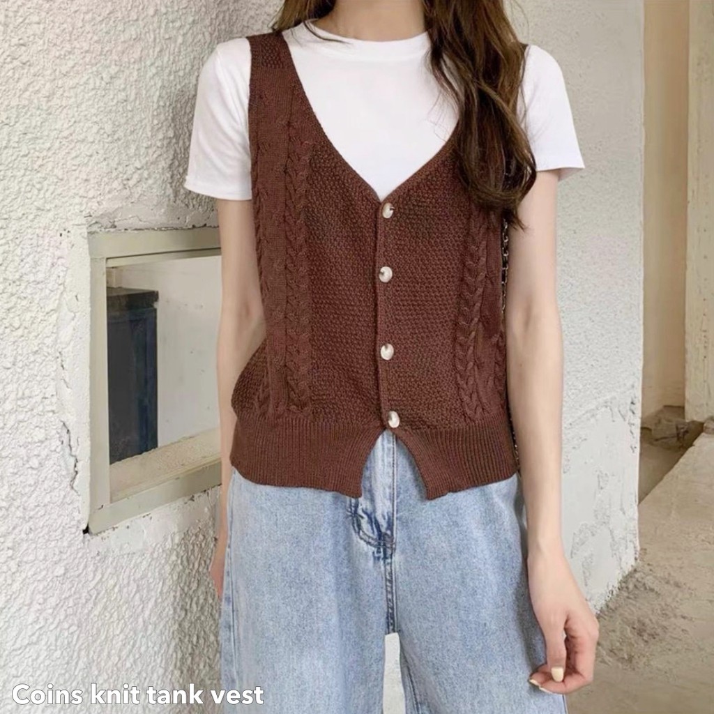 Coins knit tank vest -Thejanclothes