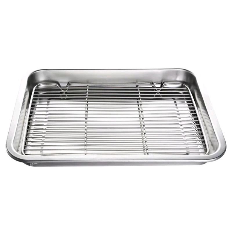 Coolingrak tray grill nampan stainless saringan peniris minyak panggangan multifungsi ukuran 35x25cm loyang